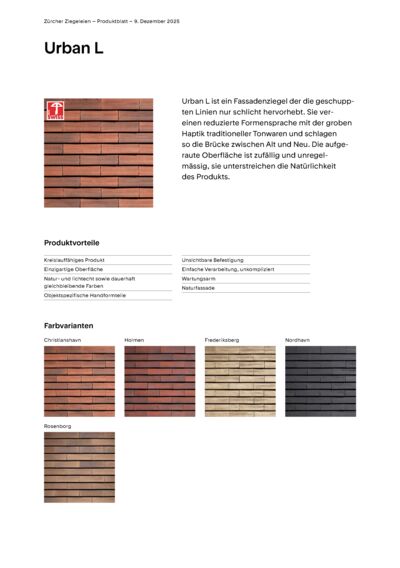 Produktblatt Fassade Urban L