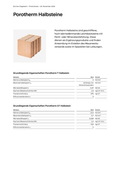 Produktblatt Wand Porotherm Halbsteine
