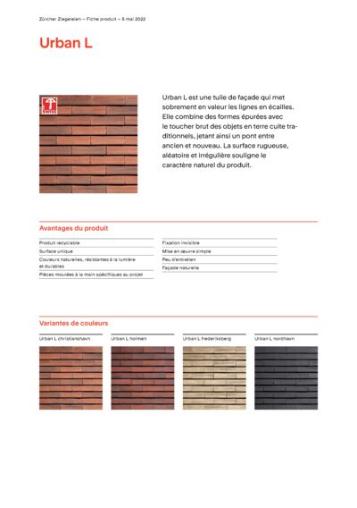 Fiche produit Facade Urban L