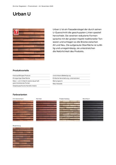 Produktblatt Fassade Urban U