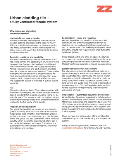 Argument list for the Urban aluminium substructures
