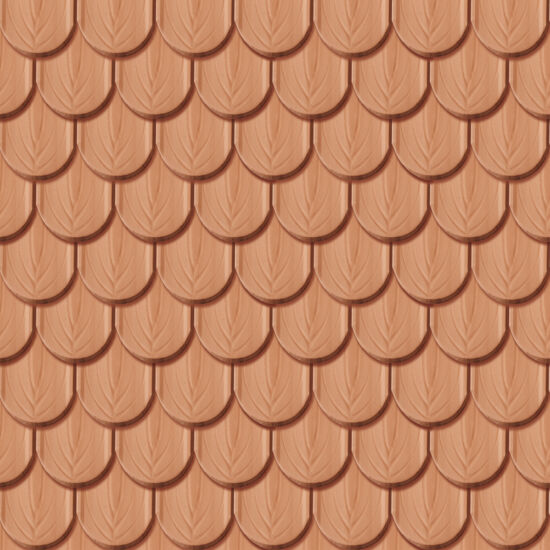 Texture Casta Rustique, pose double recouvrement rond, rouge naturel