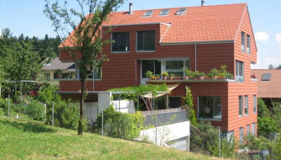 Einfamilienhaus, façade, toiture, Vauban, rouge naturel, coupe droite Maison à Liebefeld